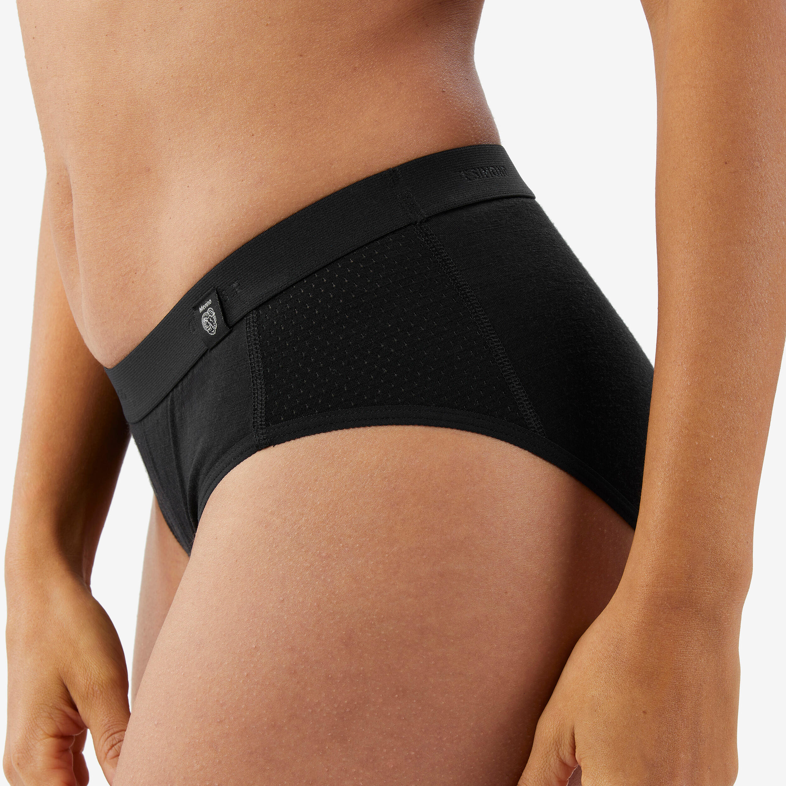 Women's Hiking Merino Briefs - MT 500 Black - FORCLAZ