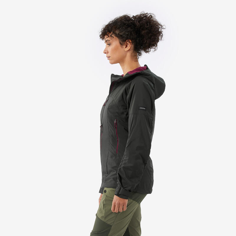 Geacă cu protecție împotriva vântului Softshell Trekking MT900 Kaki Damă