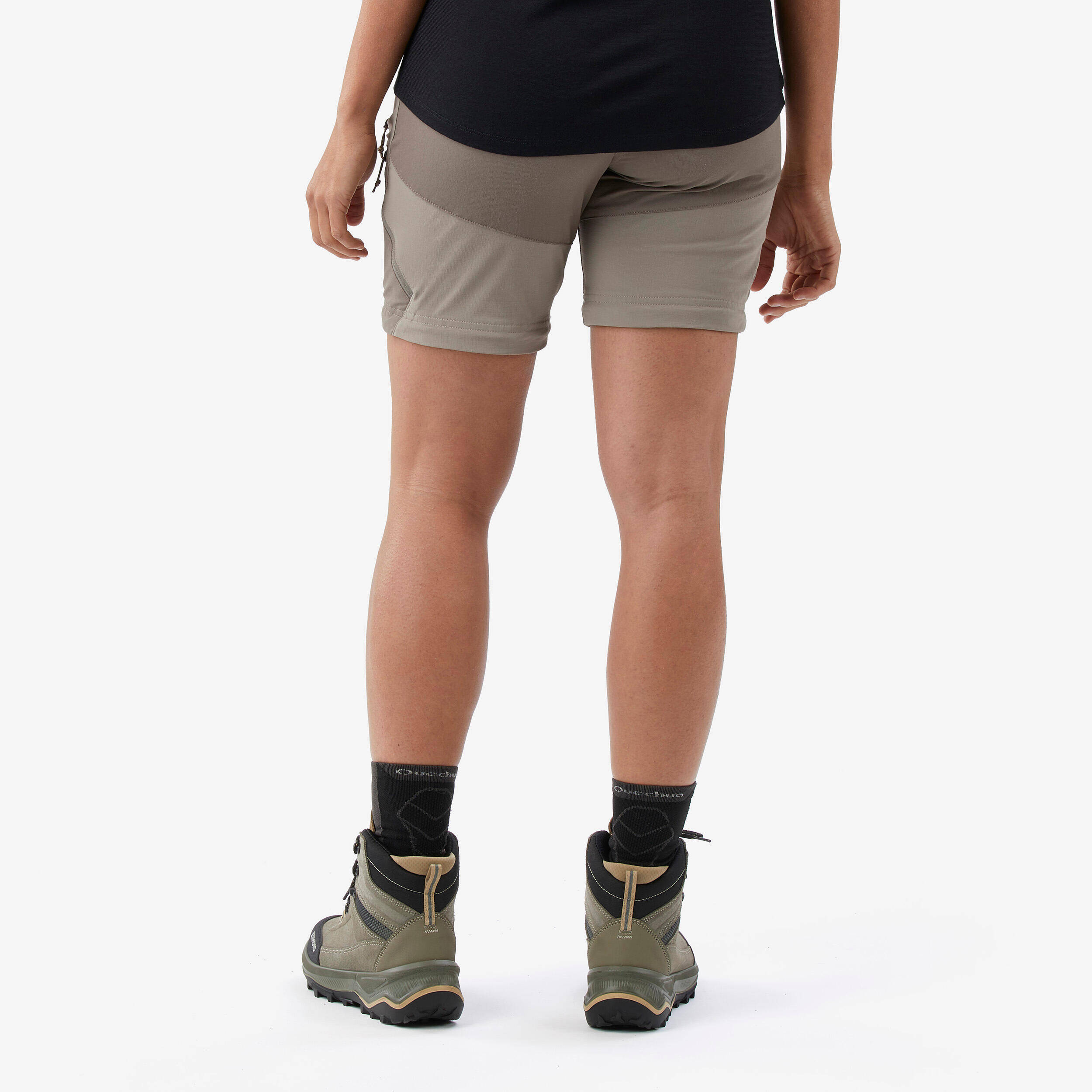 Women Zip-Off Dry Fit Durable Trekking Pants Coffee - MT500 -  5