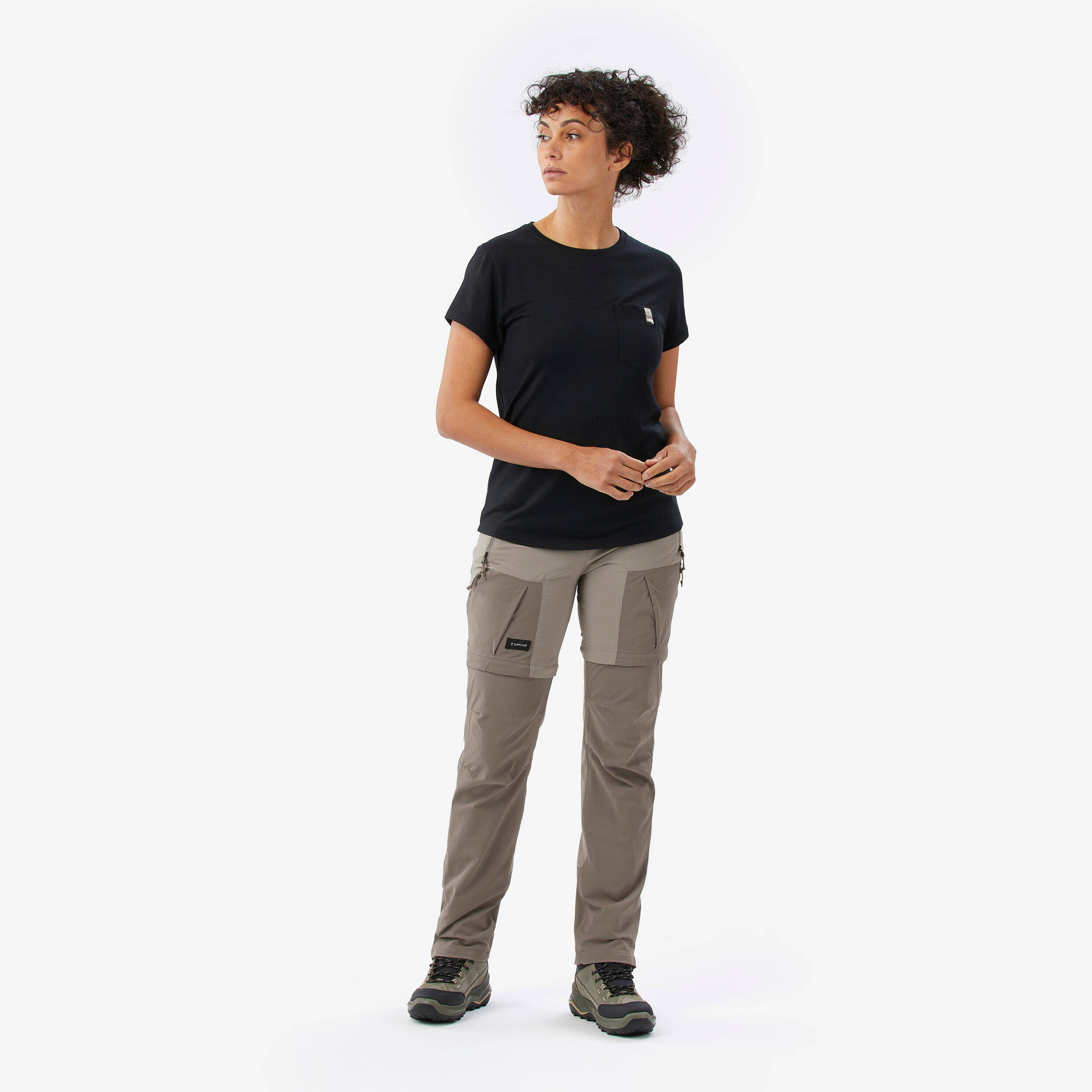 Women Zip-Off Dry Fit Durable Trekking Pants Coffee - MT500 -  2