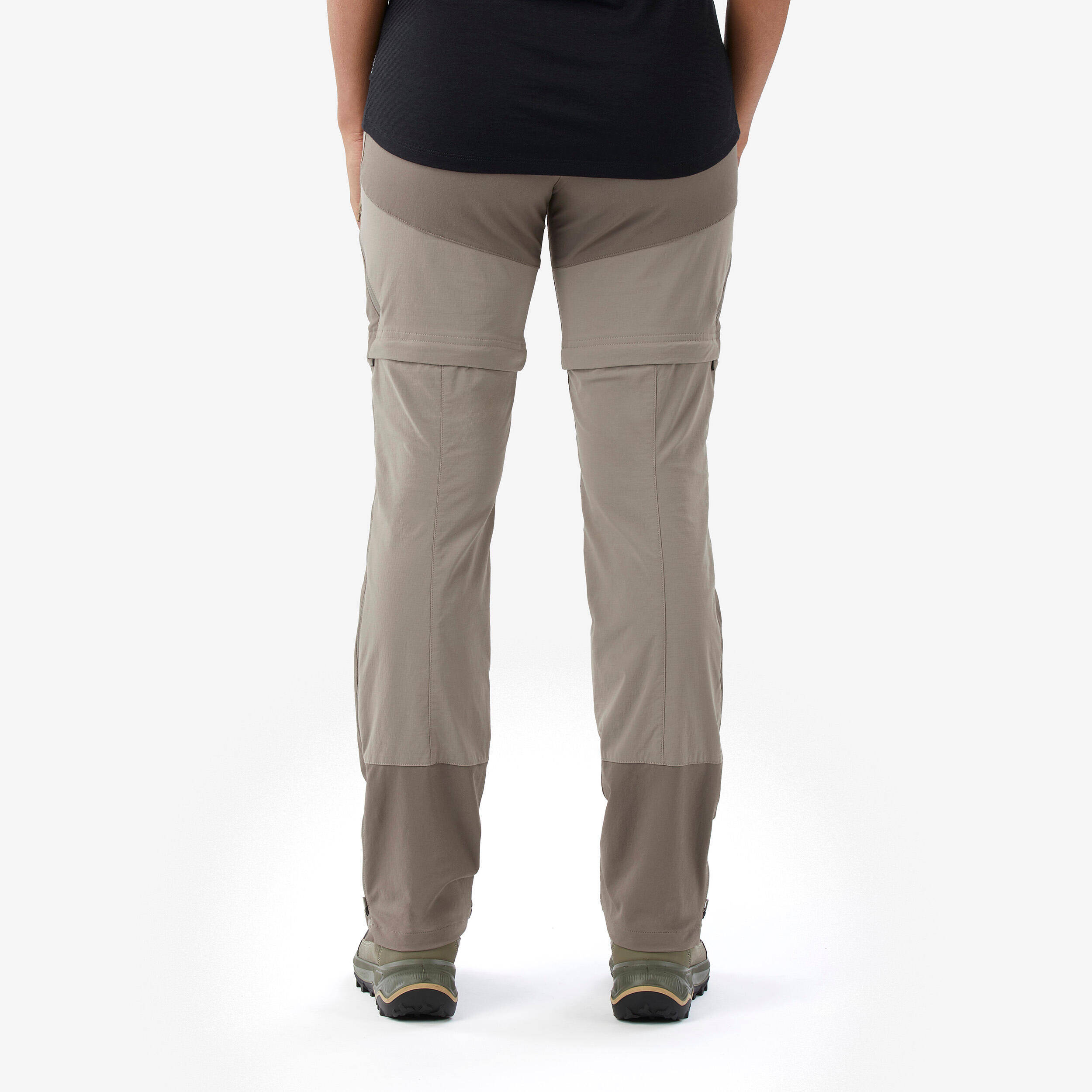 Women Zip-Off Dry Fit Durable Trekking Pants Coffee - MT500 -  3