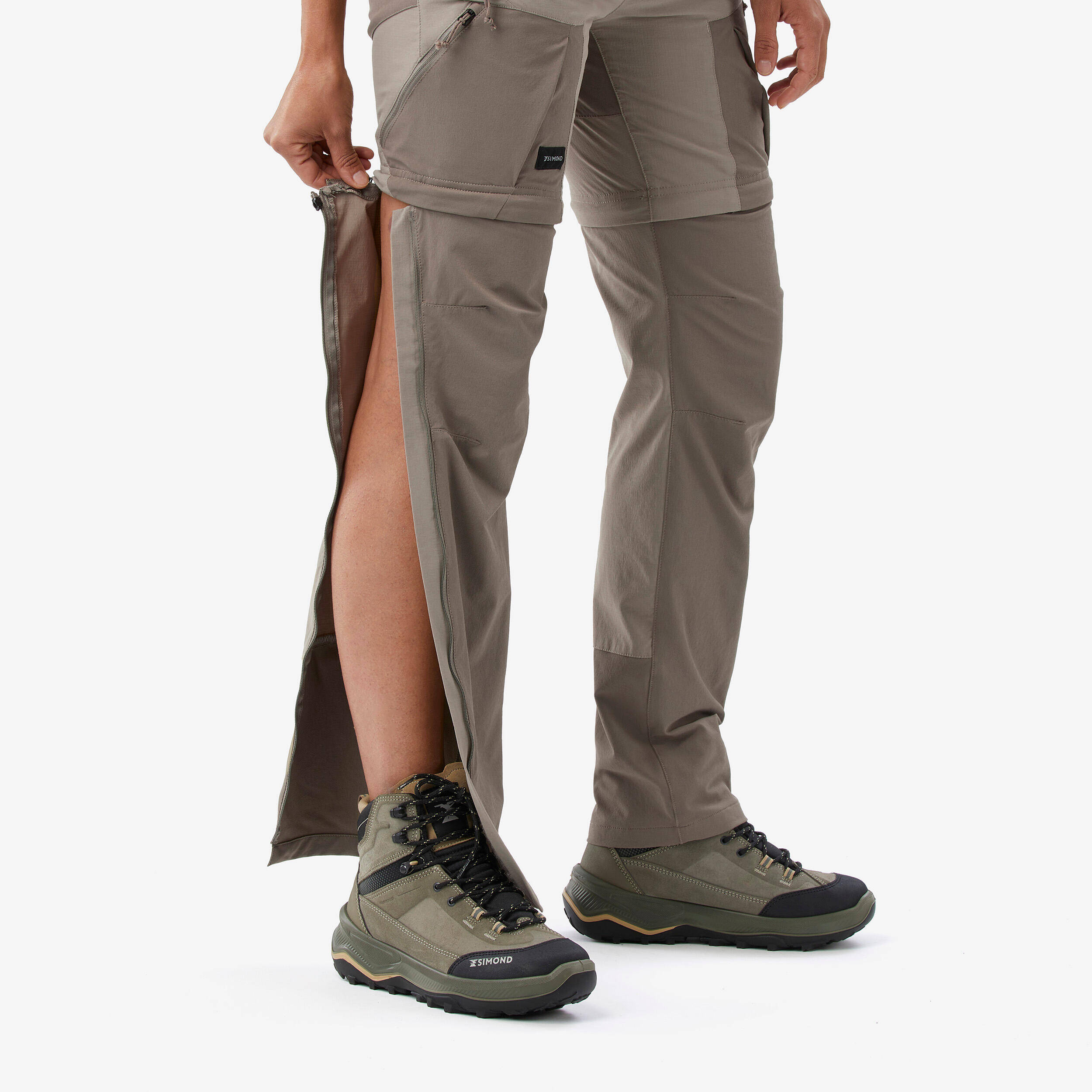 Women Zip-Off Dry Fit Durable Trekking Pants Coffee - MT500 -  4