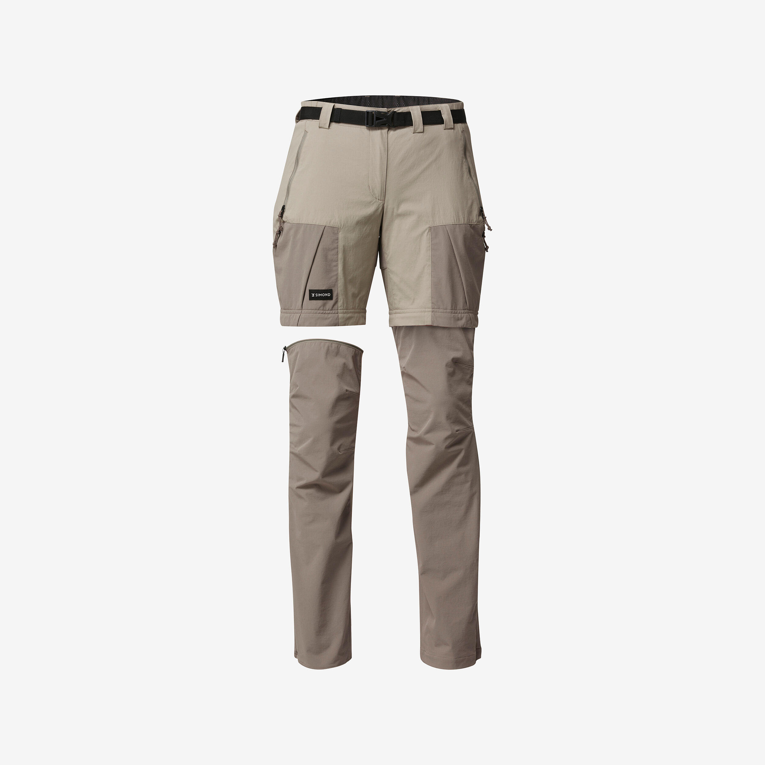 Women Zip-Off Dry Fit Durable Trekking Pants Coffee - MT500