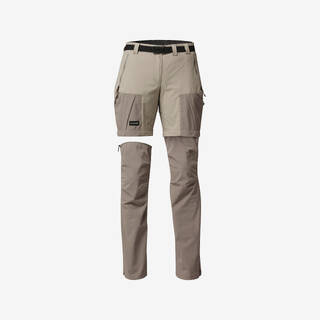 Women Zip-Off Dry Fit Durable Trekking Pants Coffee - MT500