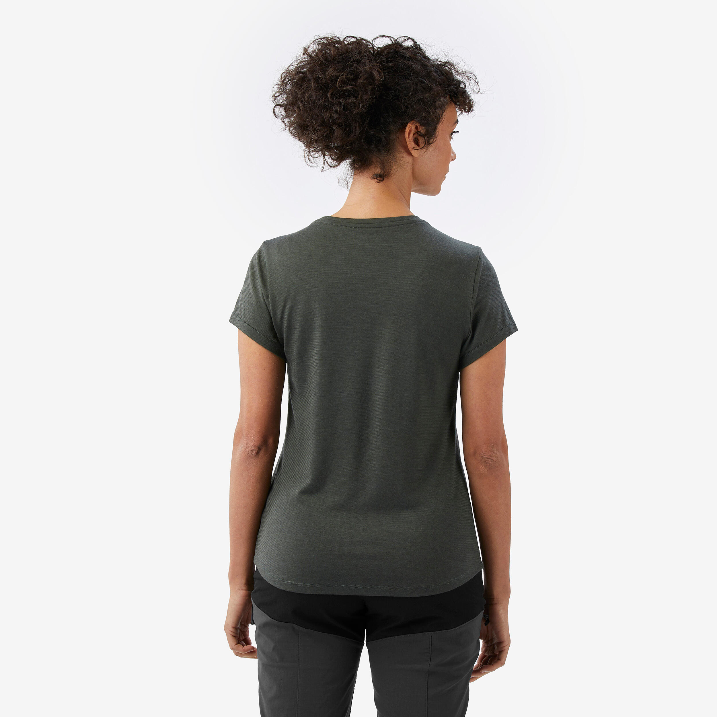 Merino.tech 100% Merino T-shirt voor dames - Merinowol Sportief Wandelen Thermisch Shirt voor Dames Wandelsokken (Large, Green Olive Crewneck