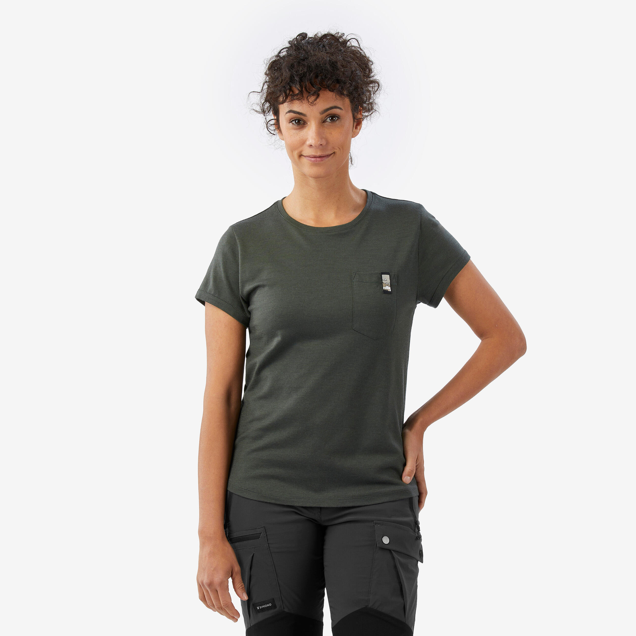 FORCLAZ Dames T-shirt in 100% merinowol groen