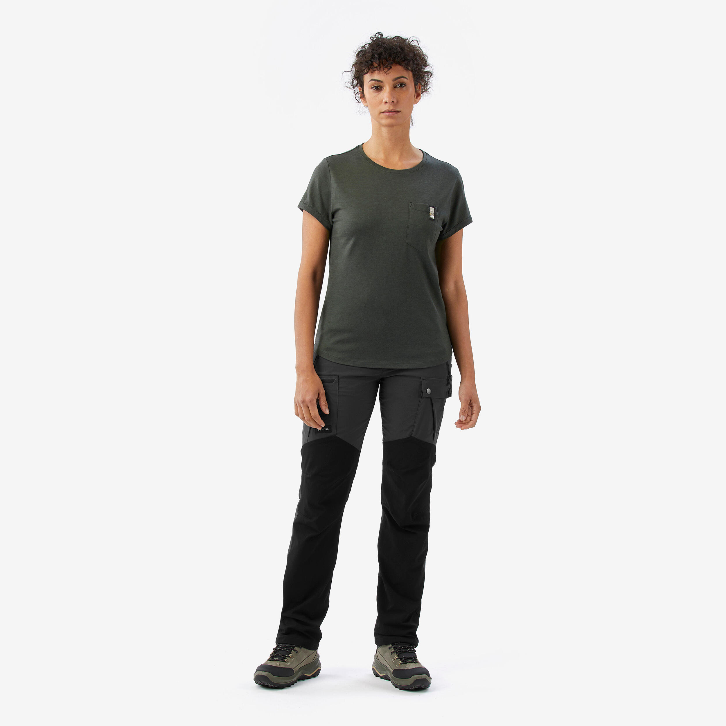 Dames T-shirt in 100% merinowol groen 2/7