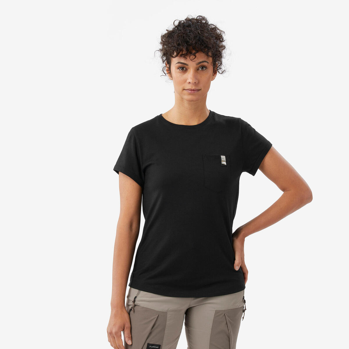 T-shirt manches courtes 100 % laine mérinos femme, Merino 100% noir