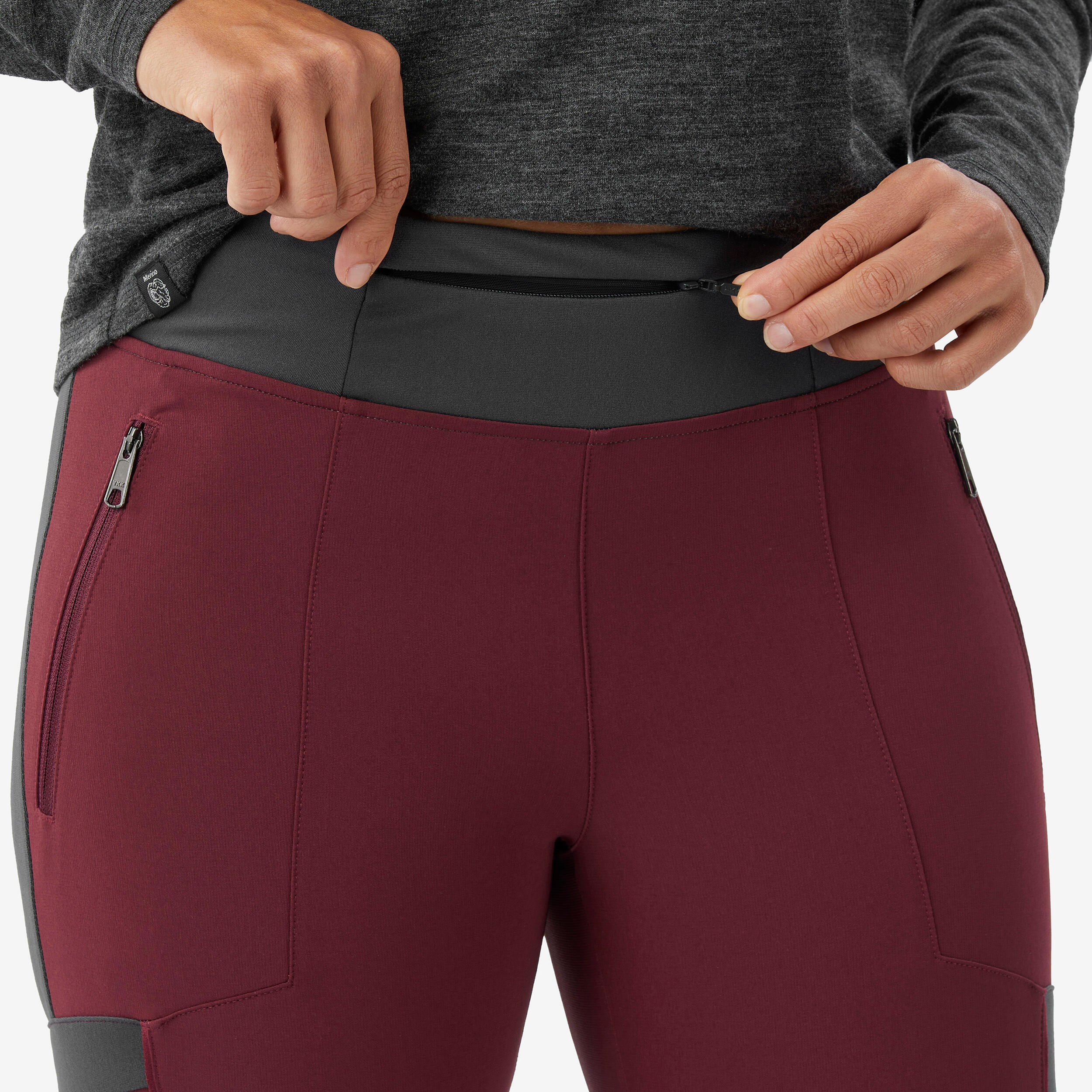 Women’s durable trekking leggings Travel 500 - brown 5/7