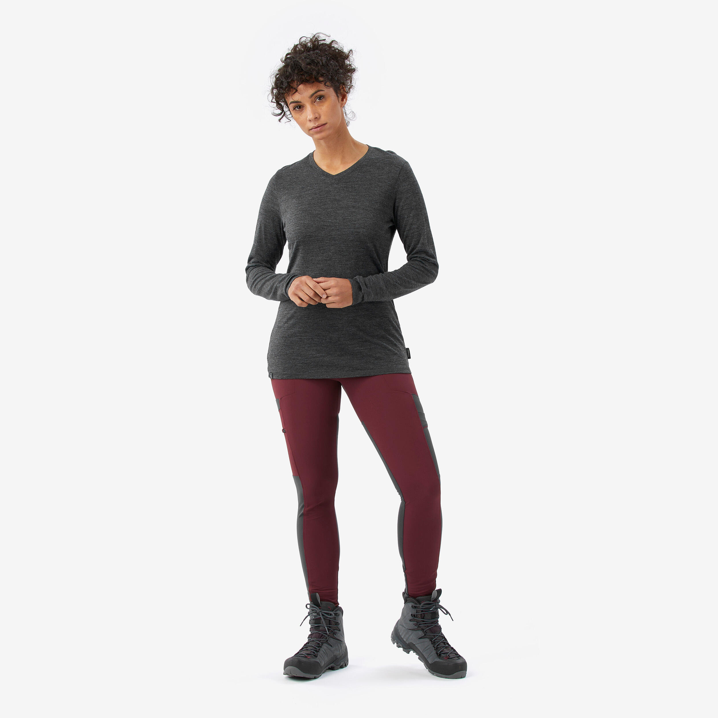 Women’s durable trekking leggings Travel 500 - brown 2/7