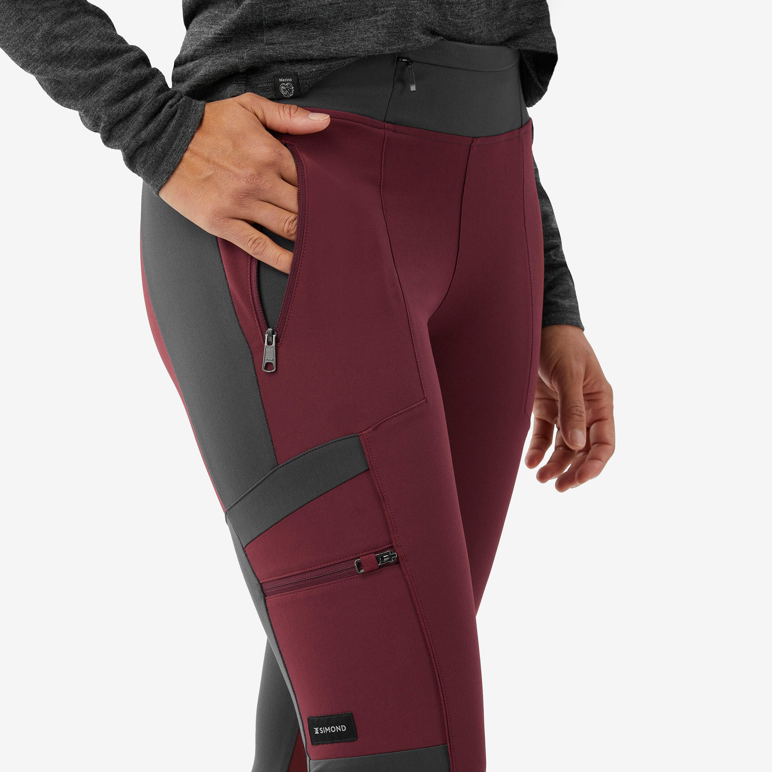 Women’s durable trekking leggings Travel 500 - brown 3/7