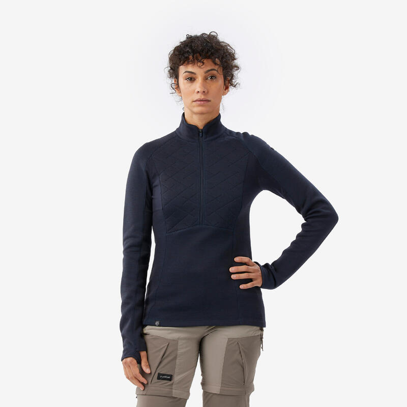 Bluză cu lână merinos Merino Resist Bleumarin Damă 