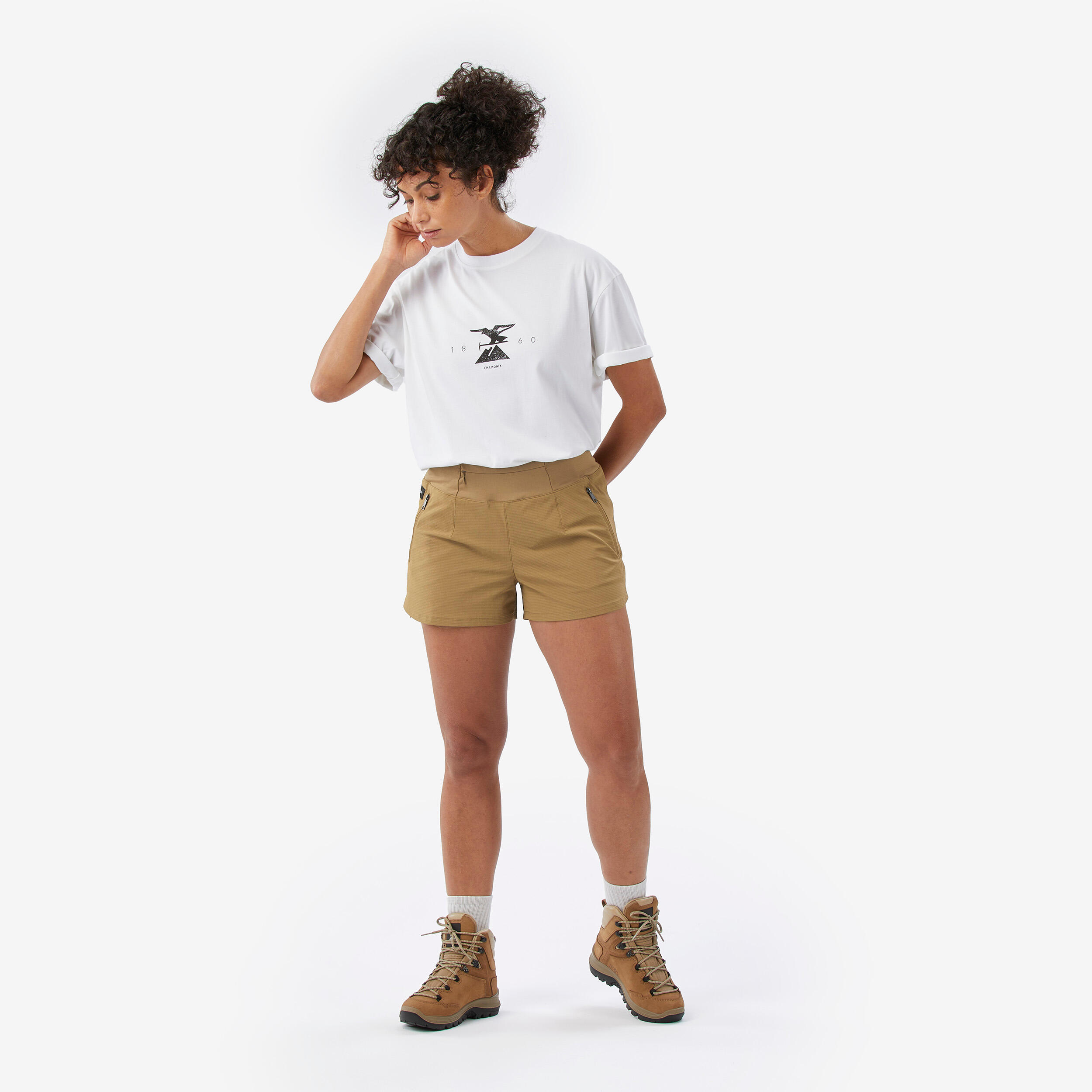 Short court de randonnée femme - MT 900 marron - FORCLAZ