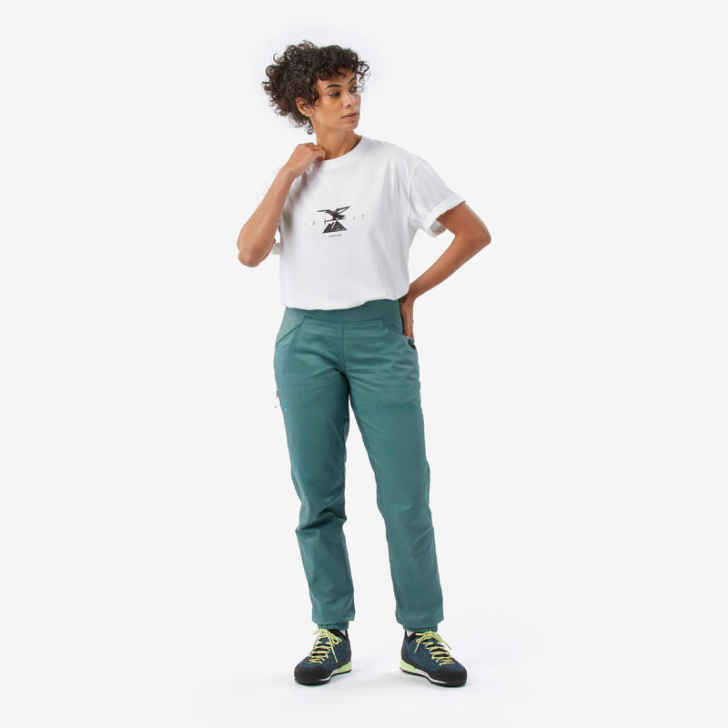 Pantalon d'escalade confortable femme, Vertika Vert
