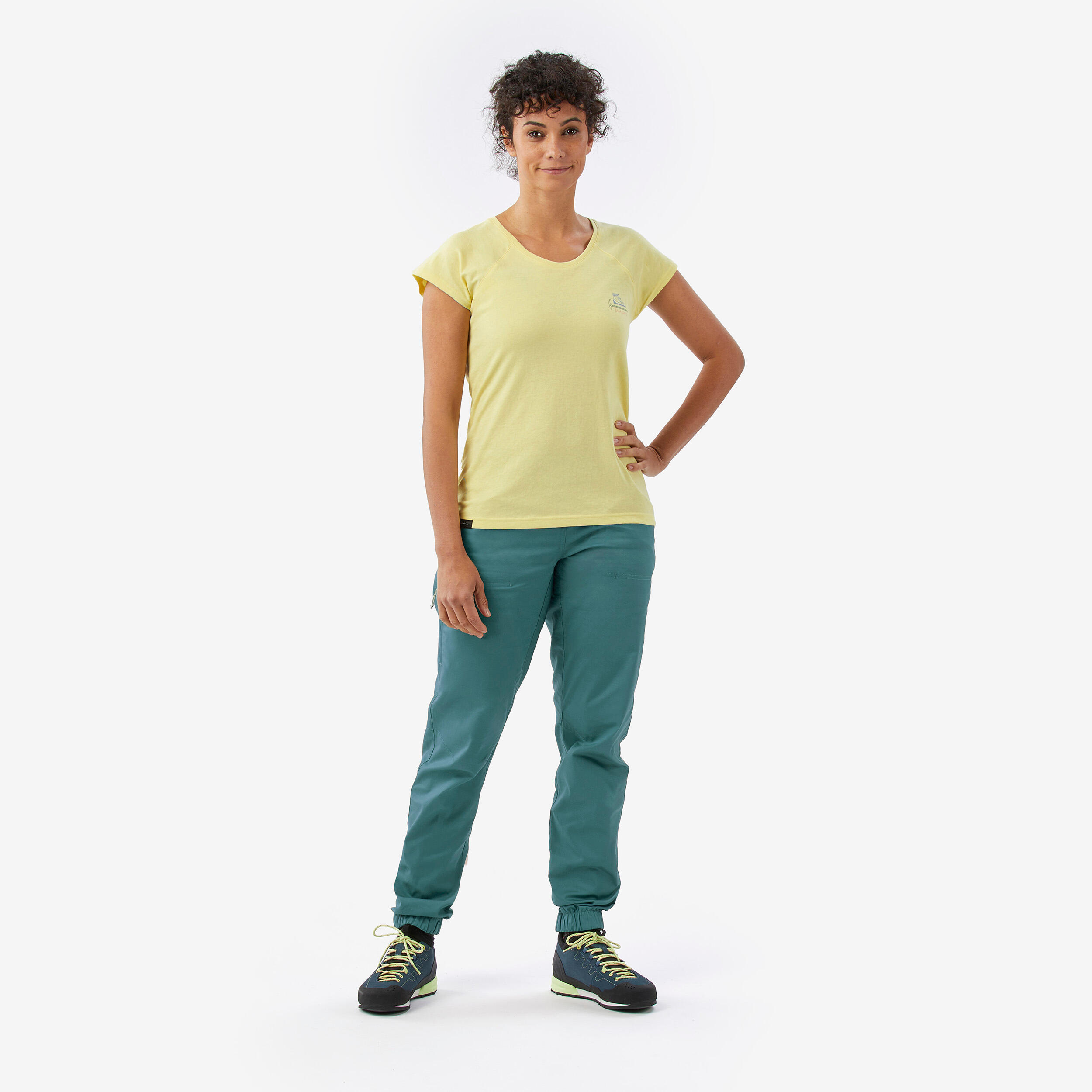 T-shirt d'escalade confortable femme, Vertika jaune, Montse Galbany 2/9
