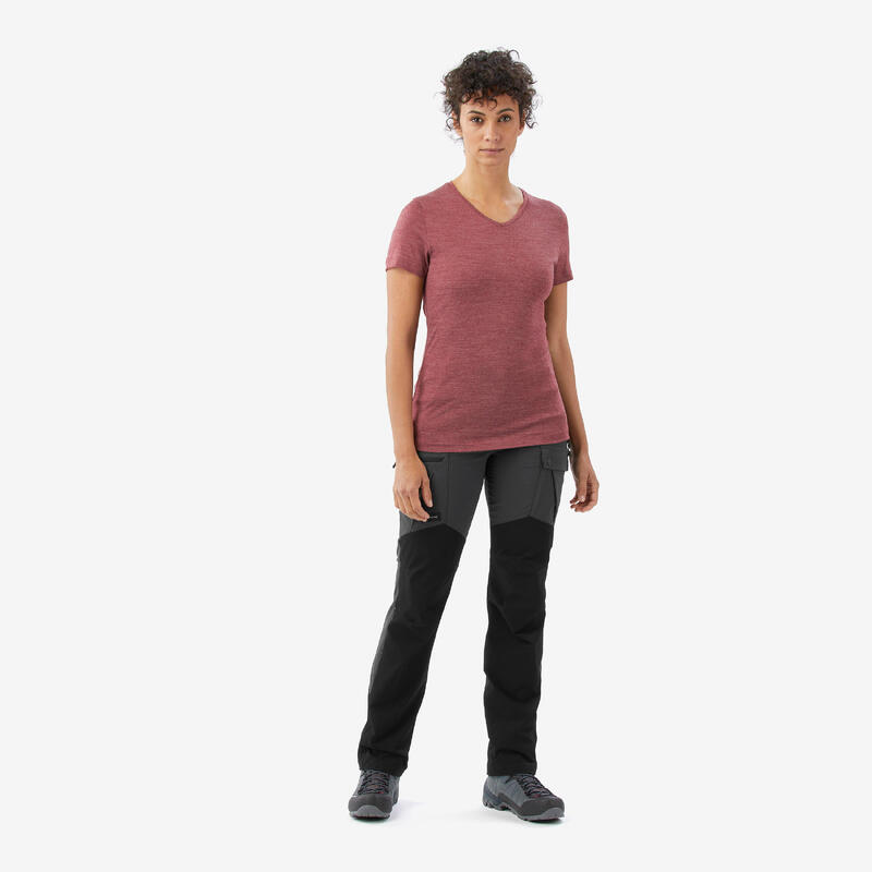 T-shirt manches courtes en laine mérinos femme, Merino Fresh marron