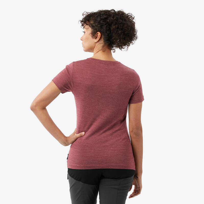 T-shirt manches courtes en laine mérinos femme, Merino Fresh marron