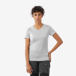 T-shirt manches courtes en laine mérinos femme, Travel 500 gris