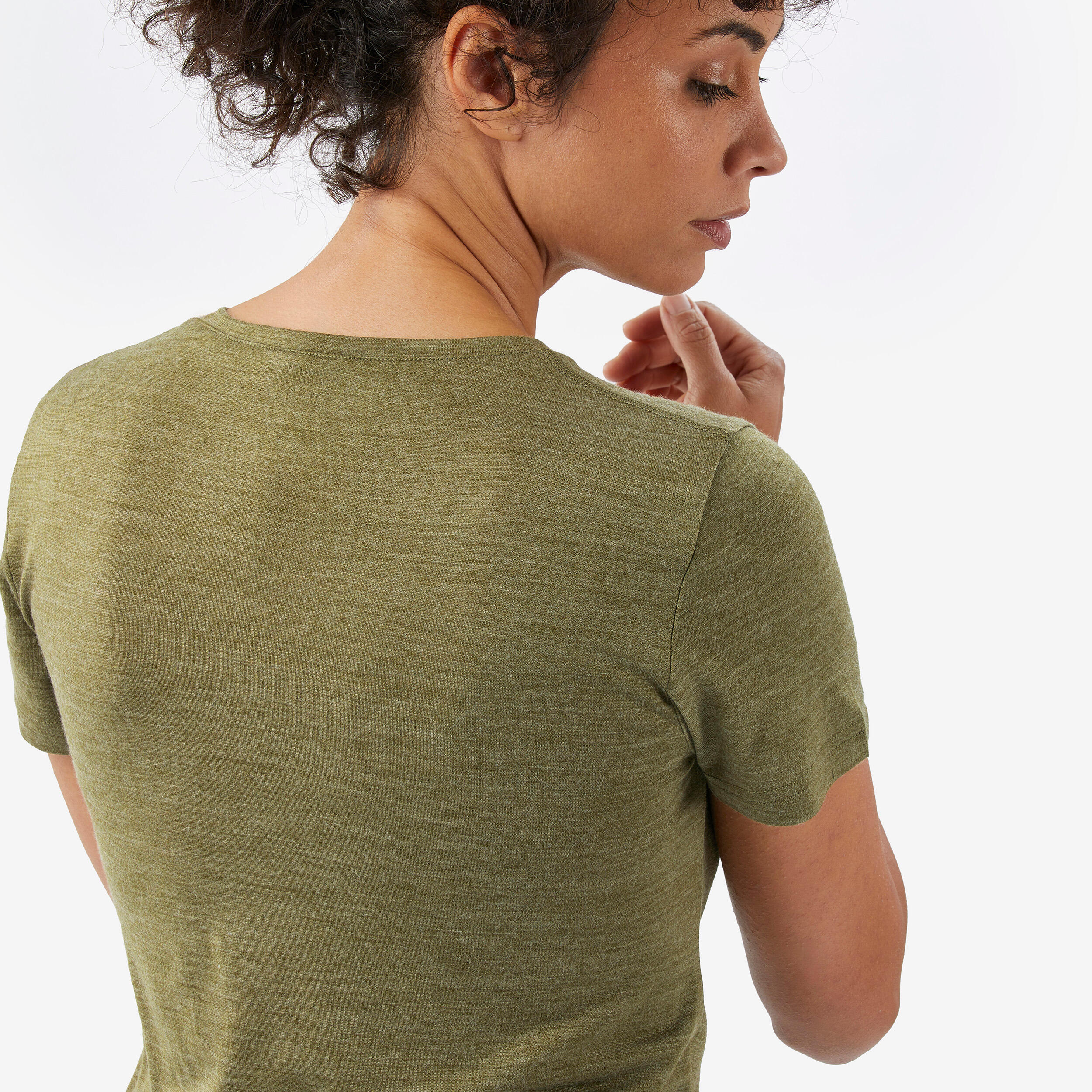 Merino trekkingshirt met lange mouwen voor dames Fresh kaki 5/7
