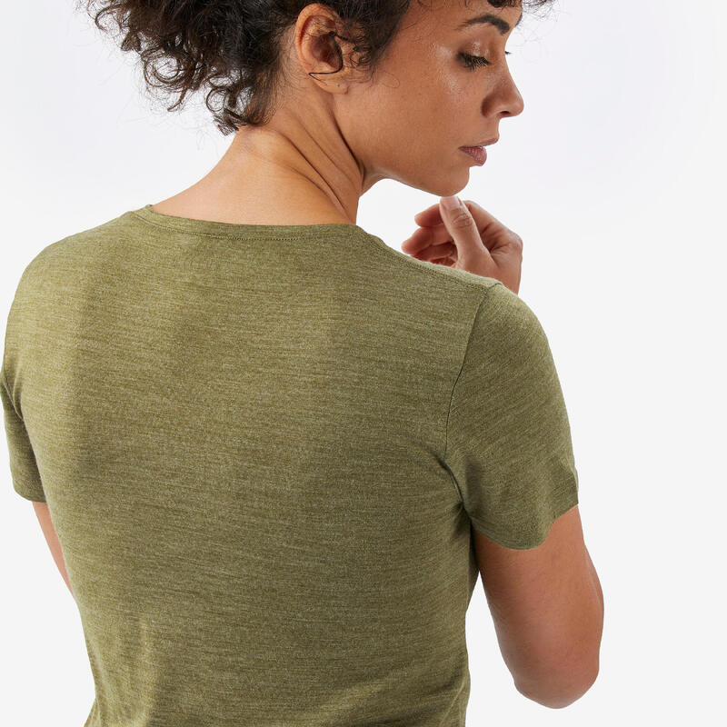 T-shirt manches courtes en laine mérinos femme, Merino Fresh kaki