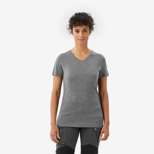Camiseta de montaña y trekking manga corta lana merino Mujer Forclaz Fresh