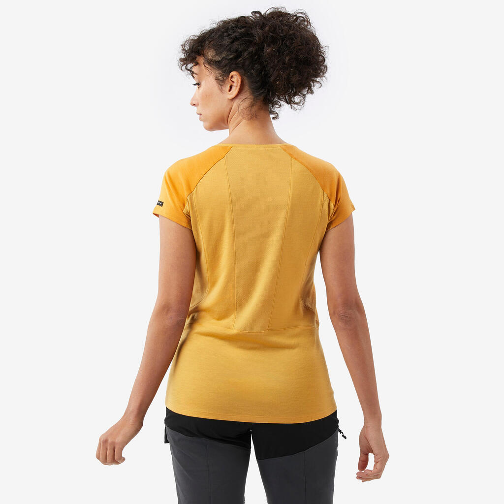 Majica od merino vune s kratkim rukavima za žene, Merino Resist - kaki