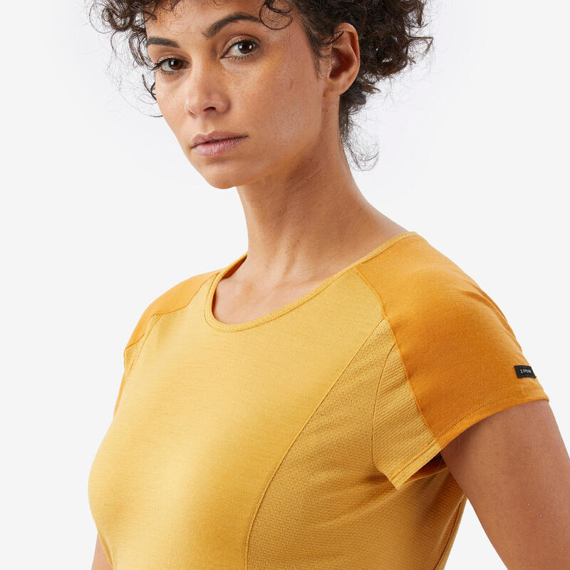 Tricou cu lână merinos Merino Resist Galben Damă