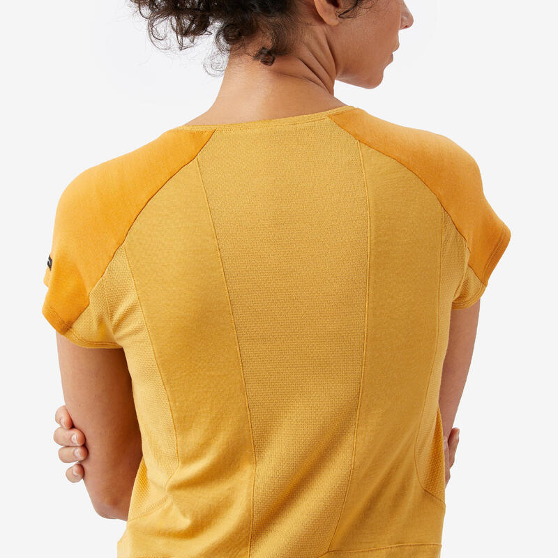 Tricou cu lână merinos Merino Resist Galben Damă