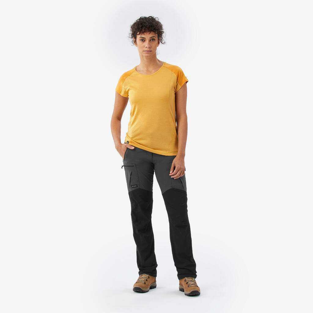 Majica od merino vune s kratkim rukavima za žene, Merino Resist - kaki