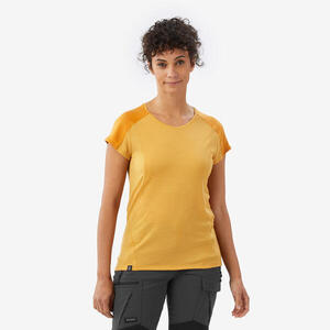 Camiseta de montaña y trekking manga corta lana merino Mujer Merino Resist