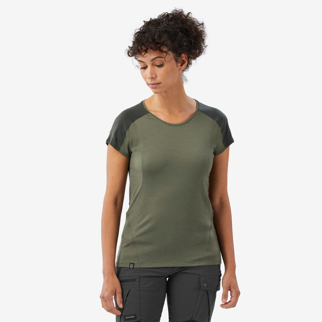 Women’s Merino Wool Short-Sleeved T-shirt, Merino Resist - Khaki