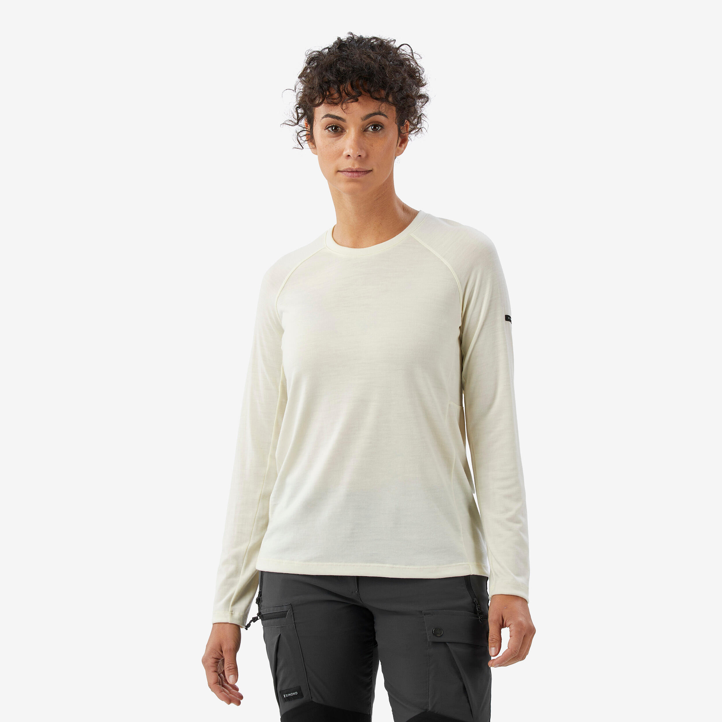 FORCLAZ Camiseta de montaña y trekking lana merino Mujer Forclaz Resist Undyed