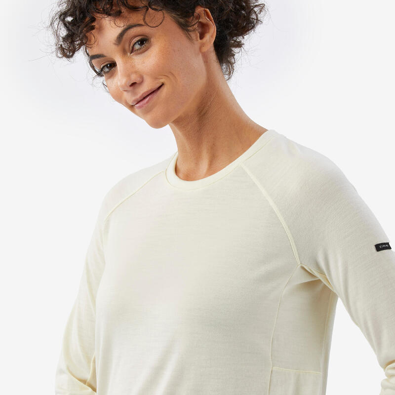 T-shirt manches longues en laine mérinos femme, Merino Resist undyed