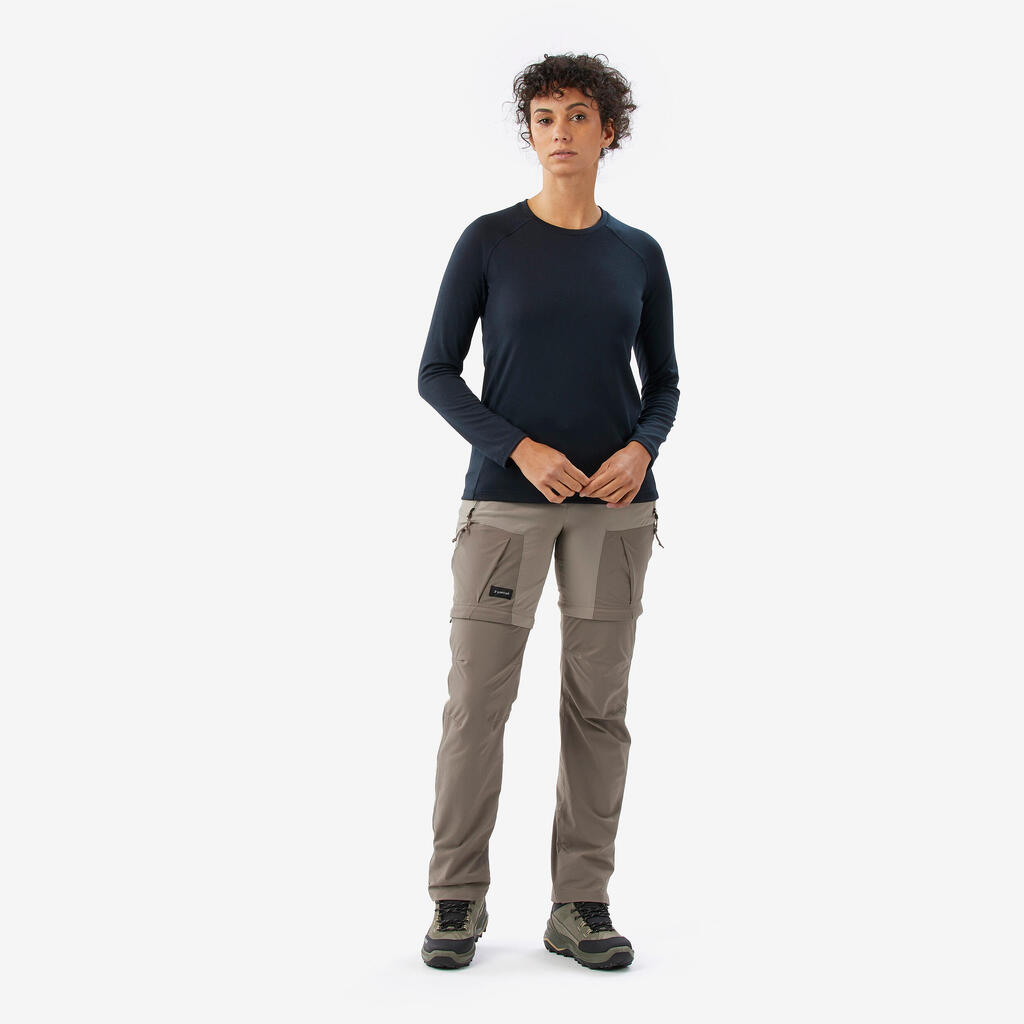 T-shirt manches longues en laine mérinos femme, Merino Resist bleu