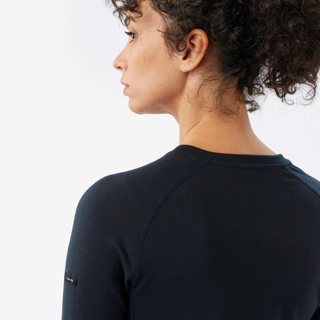 T-shirt manches longues en laine mérinos femme, Merino Resist bleu