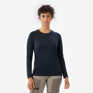 Camiseta de montaña y trekking manga larga lana merino Mujer Merino Resist