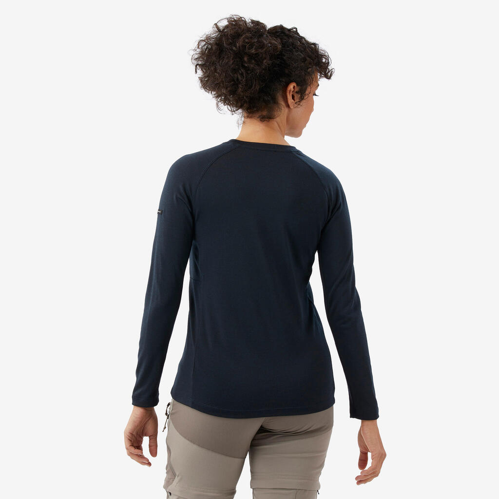 T-shirt manches longues en laine mérinos femme, Merino Resist bleu