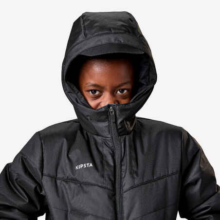 Kids' Football Long Parka Coat TRX - Black