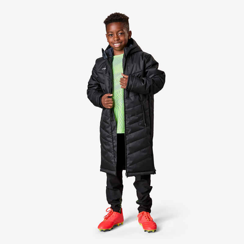 Kids' Football Long Parka Coat TRX - Black