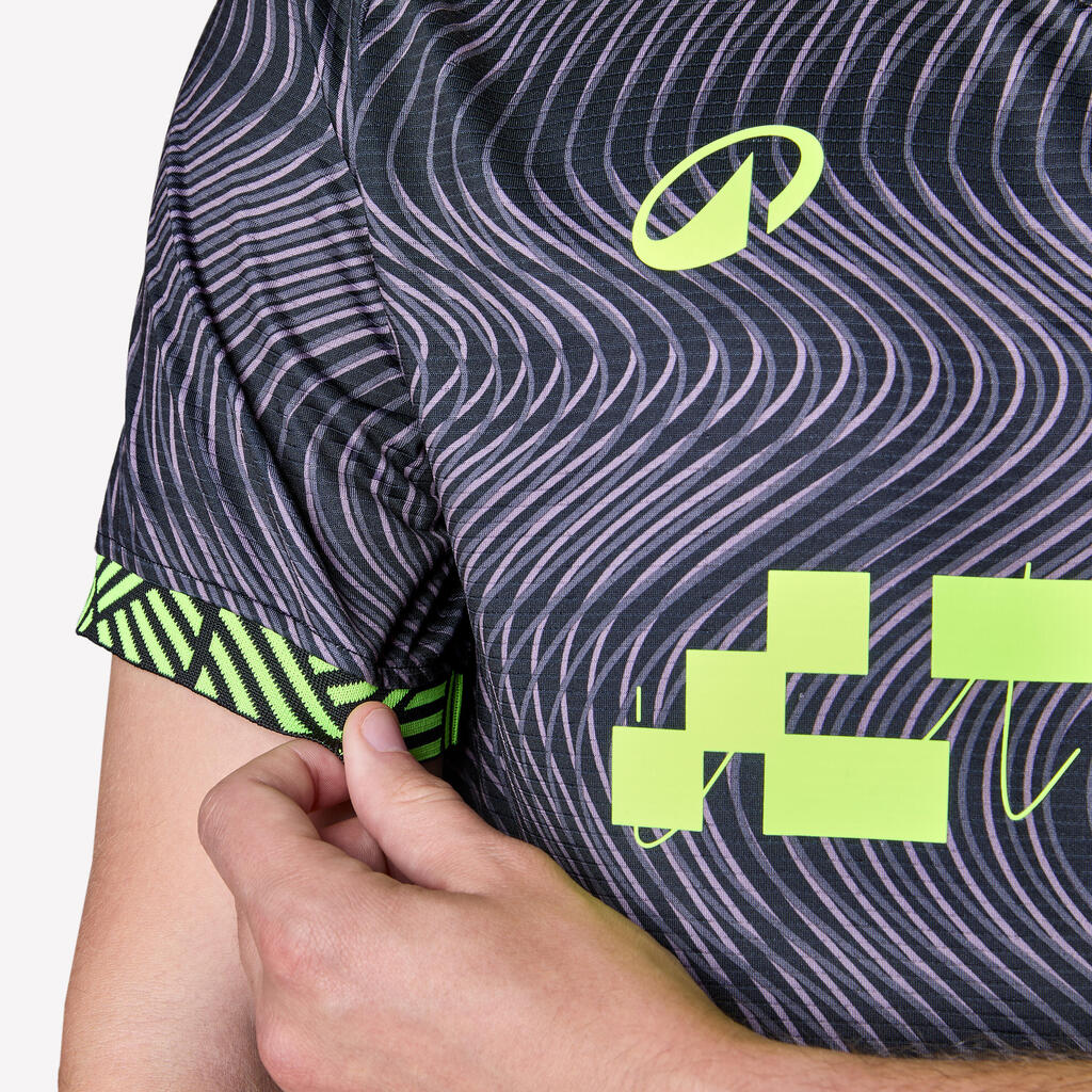 Φανέλα ποδοσφαίρου ενηλίκων Viralto II - Wavy Μαύρο/φωσφοριζέ κίτρινο