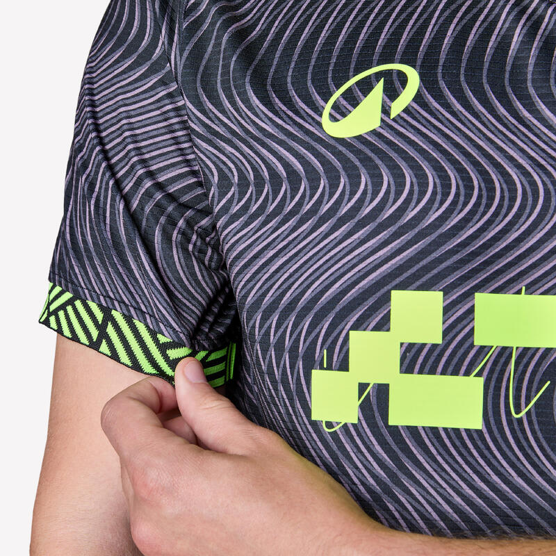 Maillot de football  adulte Viralto II wavy noir & jaune fluo