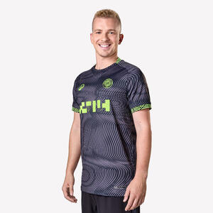 Camiseta de fútbol adulto Viralto II Wavy negro y amarillo fluo