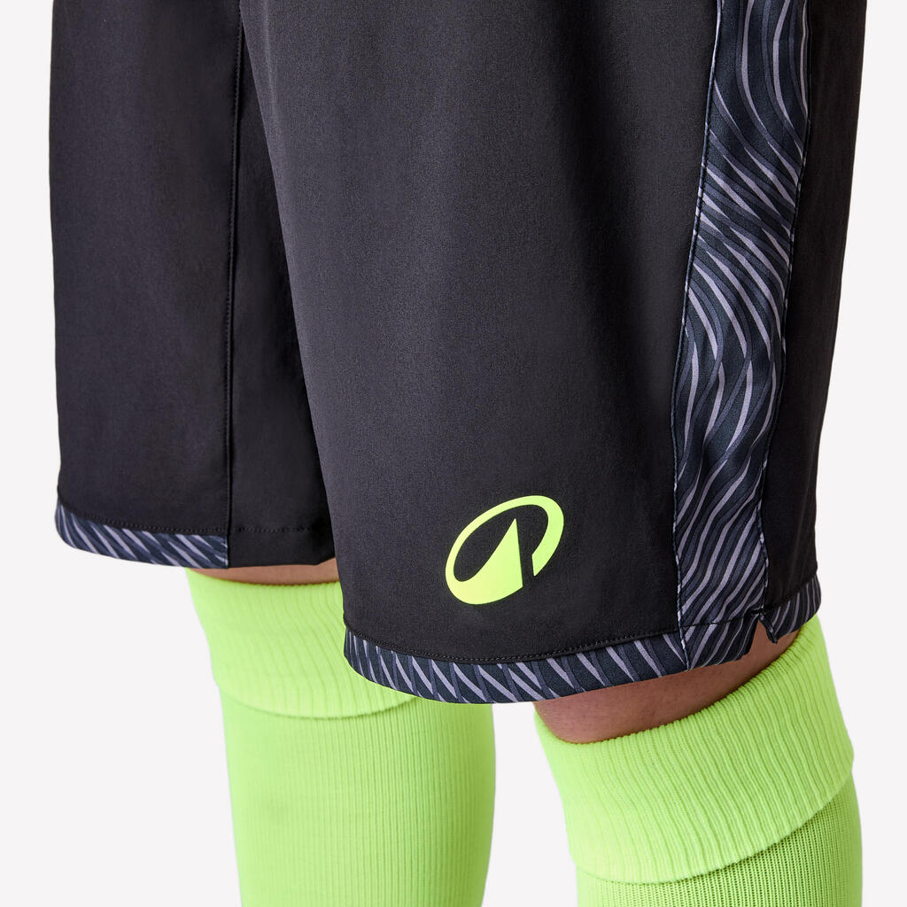 SHORT DE FOOTBALL ADULTE VIRALTO II WAVY NOIR, GRIS ET JAUNE