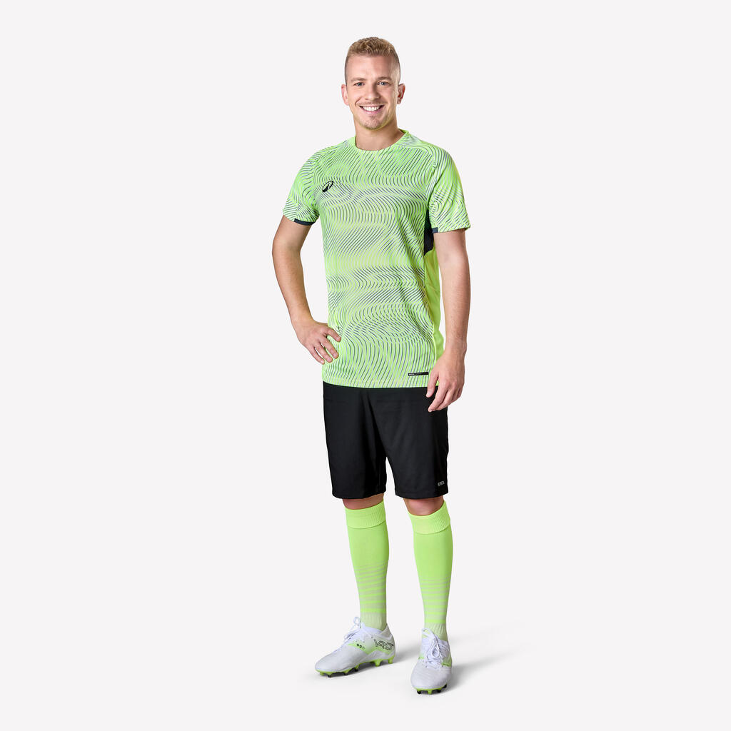 Maillot de football adulte manches courtes viralto wave jaune, gris, noir