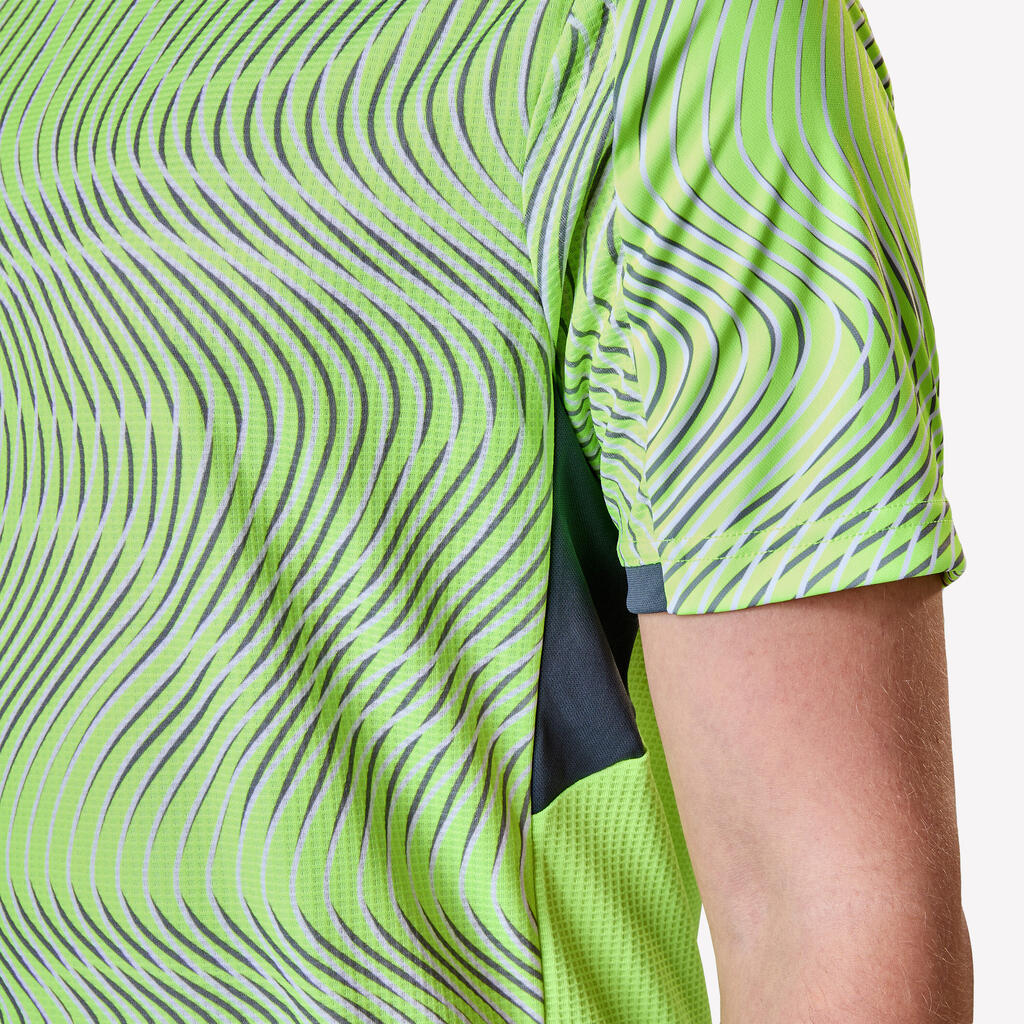 Maillot de football adulte manches courtes viralto wave jaune, gris, noir