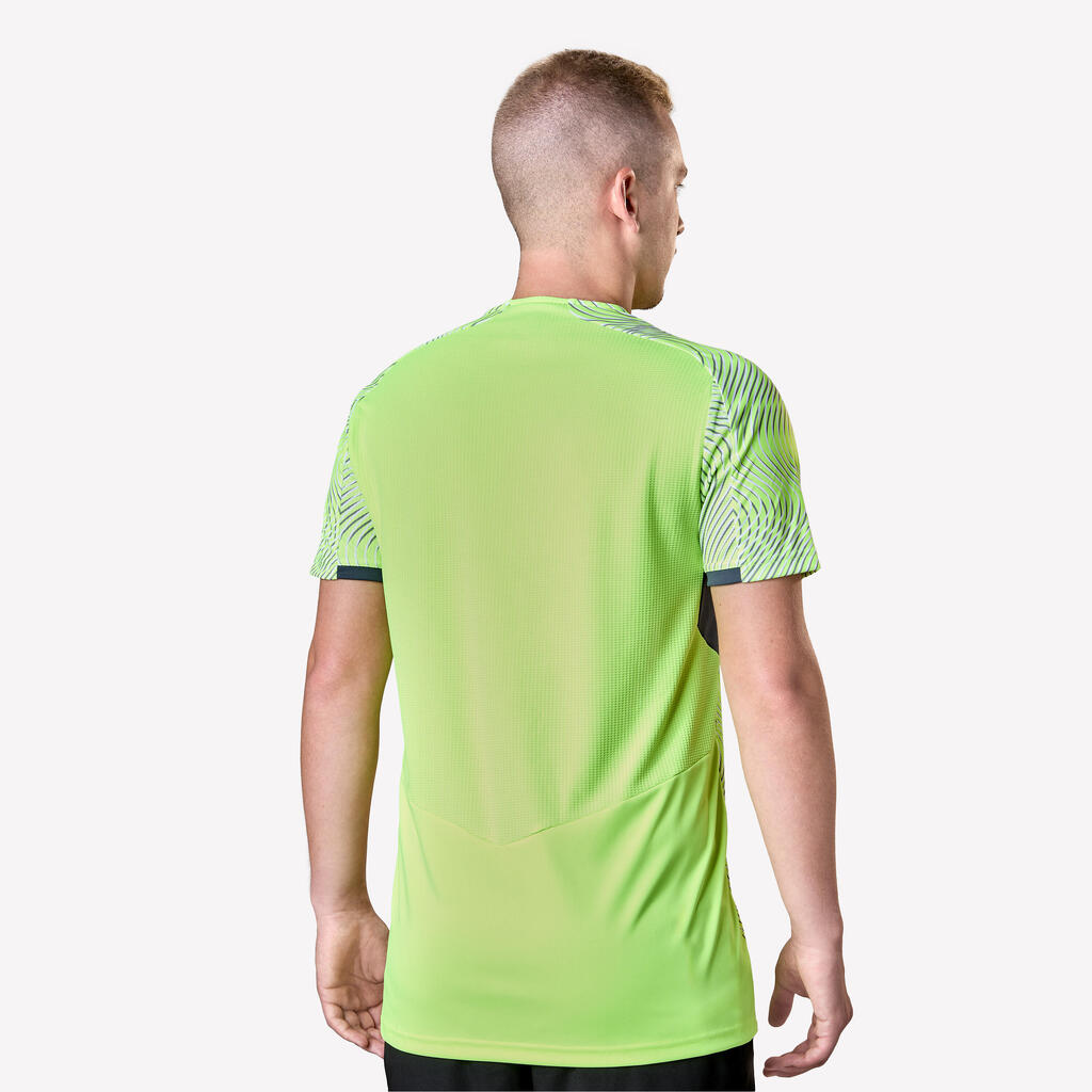 Maillot de football adulte manches courtes viralto wave jaune, gris, noir