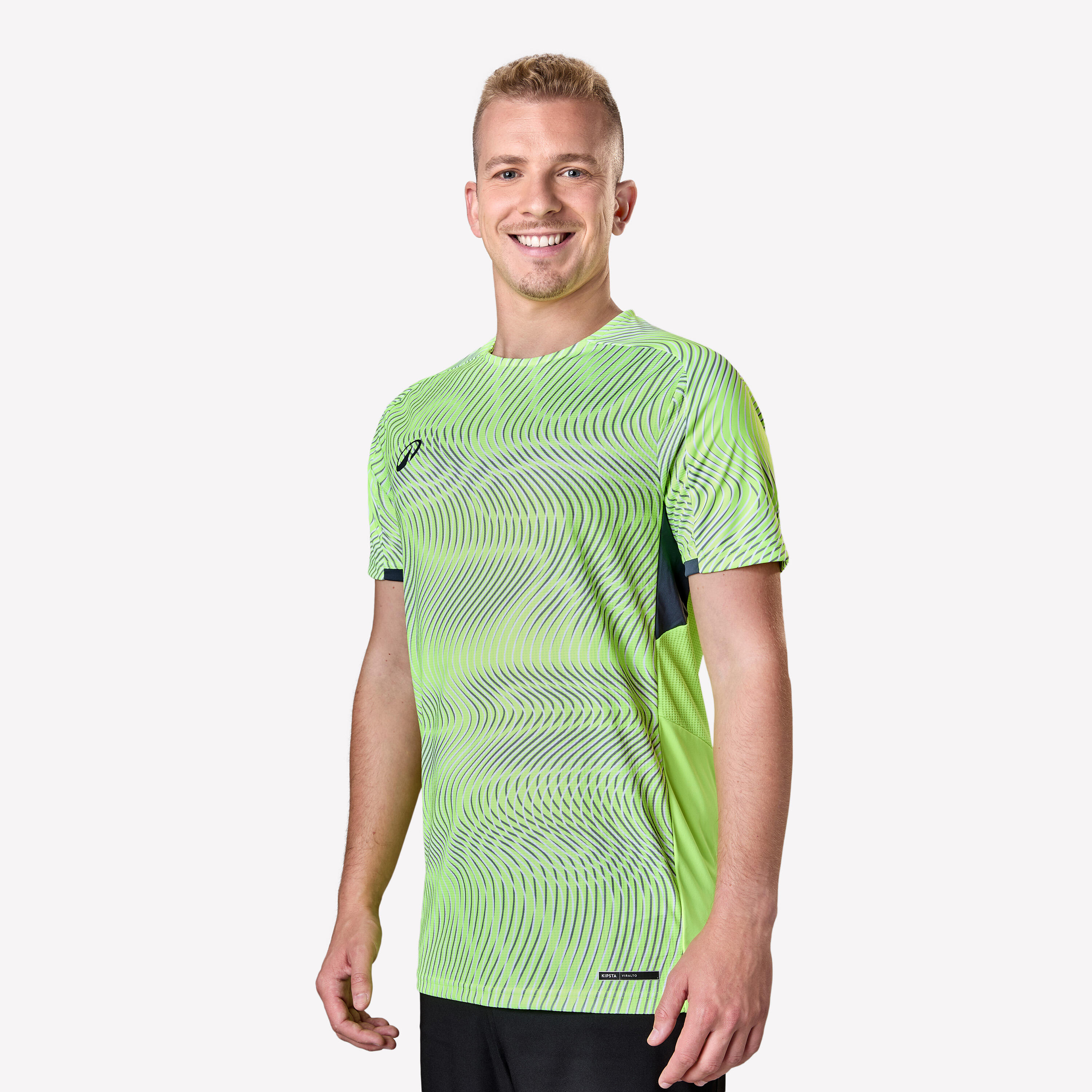 Adult Short-Sleeved Football Shirt Viralto Wave - Yellow, Grey & Black