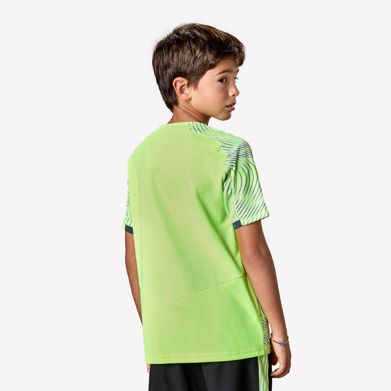 Tricou fotbal Viralto Wave Galben Fluo-Gri-Negru Copii