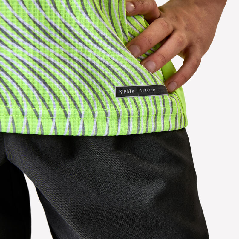 Tricou fotbal Viralto Wave Galben Fluo-Gri-Negru Copii