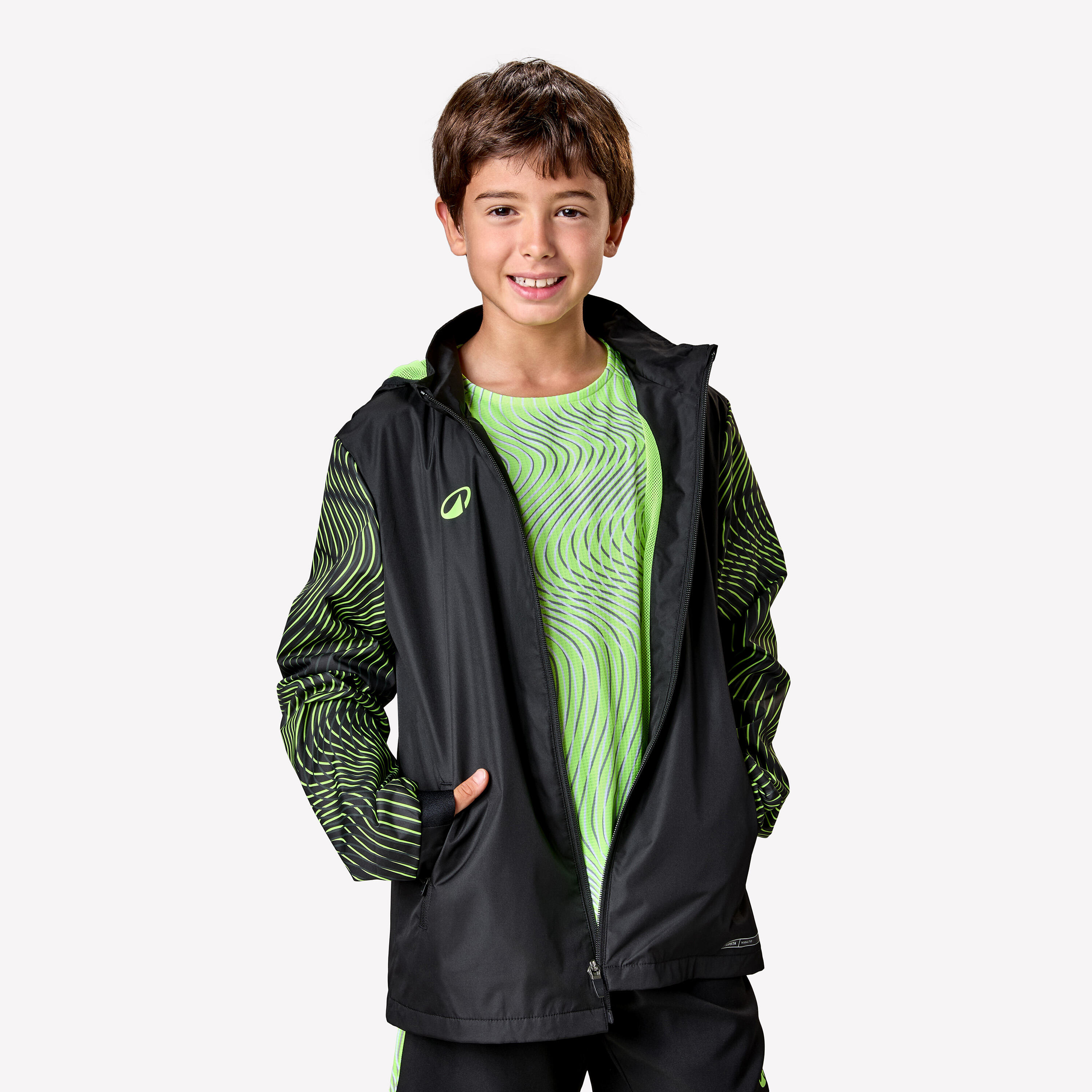 KIPSTA Kinder Fußball Regenjacke - VIRALTO Wavy schwarz/neongelb